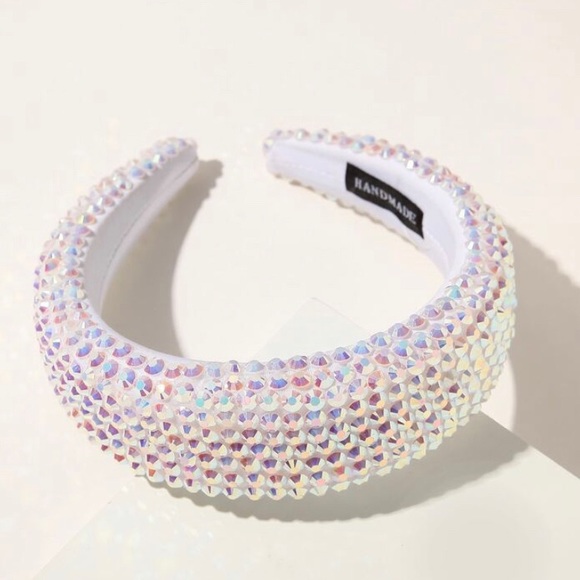 BUNDLE 2 ITEMS FOR $10 White adult rhinestone decor hair hoop - Picture 1 of 1